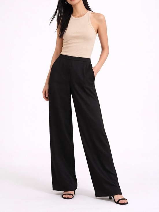 Banana Republic Pants - BANANA REPUBLIC HIGH RISE HAMMERERD SATIN PALAZZO PANTS SIZE 2 BLACK NWT